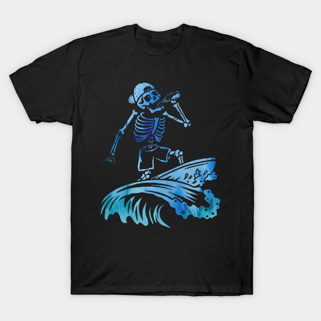 Surfing Skeleton T-Shirt by Dominic Becker